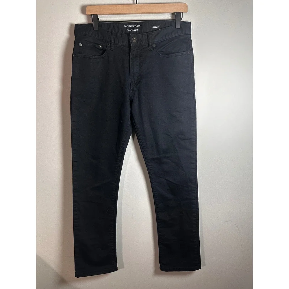 Banana Republic Mens Travel Jean Slim Fit Black Stretch Denim Pants 32x30 494005